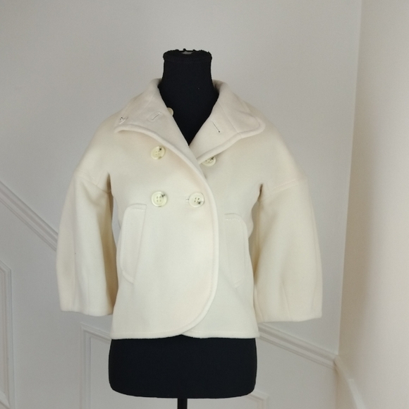 BCBGMaxAzria Jackets & Blazers - BCBGMaxAzria Bomber Jacket Wool Size XXS Cream Ivory‎